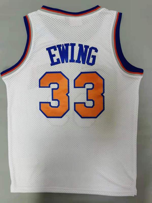 Men New York Knicks 33 Ewing White Throwback Gourmet mesh NBA Jersey